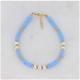 L & J jewels - Bracelet de cheville Korail doré avec perles Heishi bleues et perles d&#039;eau douce - Bracelet - 