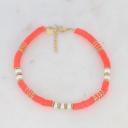 L & J jewels - Bracelet de cheville Korail doré avec perles Heishi corails et perles d&#039;eau douce - Bracelet - 