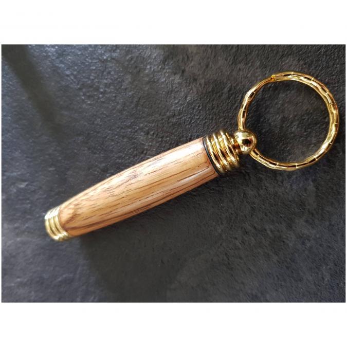 La boutique artisanale - Porte-clé en bois de zebrano et métal doré - Porte clé
