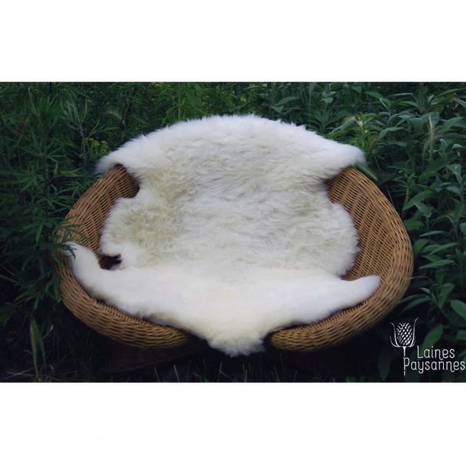 Laines Paysannes - Peau d&#039;agneaux lainées - 85 cm - Peau d&#039;agneau