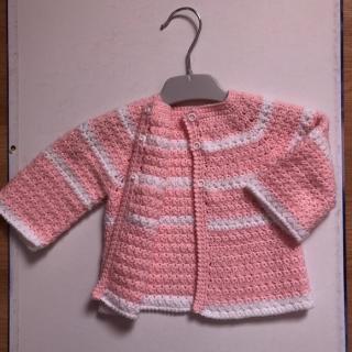 L'arc en ciel de Ghis - Cardigan bébé rose et blanc - Vêtements Bébé