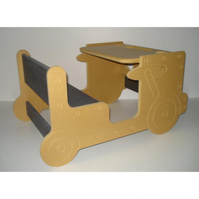 L'artisan du meuble ROLLAND - Bureau enfant bois jaune - jouet en bois