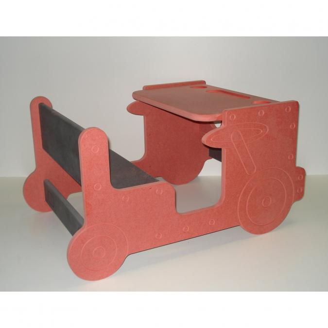 L'artisan du meuble ROLLAND - Bureau enfant bois rouge - jouet en bois