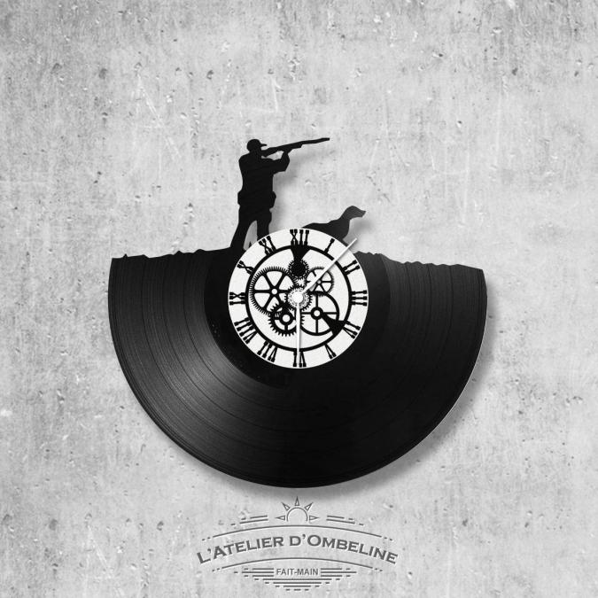 L'Atelier d'Ombeline - Horloge en disque vinyle 33 tours thème Chasse - Horloge - 