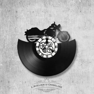 L'Atelier d'Ombeline - Horloge en disque vinyle 33 tours thème Harley Davidson - Horloge - 
