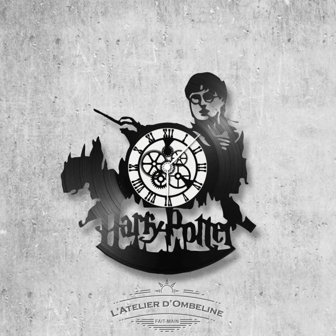 L'Atelier d'Ombeline - Horloge en disque vinyle 33 tours thème Harry Potter - Horloge - 