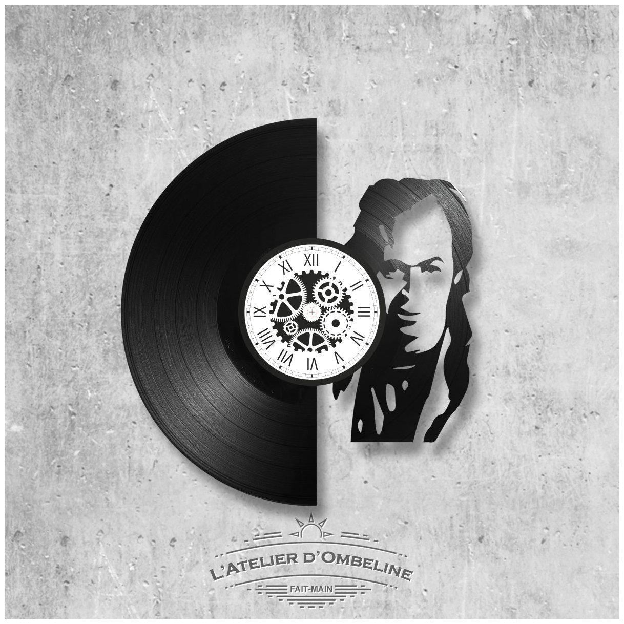Horloge en disque vinyle 33 tours thème JJ Goldman - L'Atelier d'Ombeline