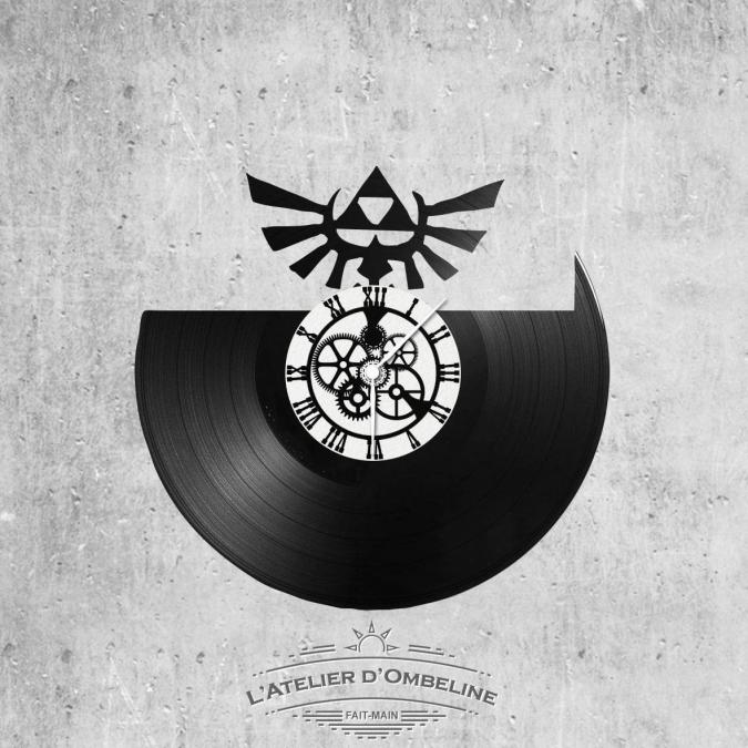 L'Atelier d'Ombeline - Horloge en disque vinyle 33 tours thème Logo Zelda - Horloge - 