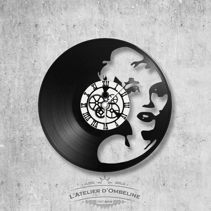L'Atelier d'Ombeline - Horloge en disque vinyle 33 tours thème Maryline Monroe - Horloge - 