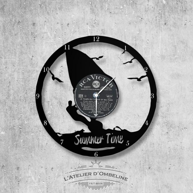 L'Atelier d'Ombeline - Horloge en disque vinyle 33 tours thème Planche à voile - Horloge - 