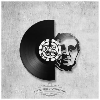 L'Atelier d'Ombeline - Horloge murale en vinyle 33 tours fait-main / thème Charles Aznavour, chanteur, Sardou, Halliday - Horloge - 