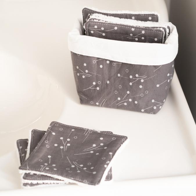 L'Atelier de July - Coton lavable Bio &quot;Festif&quot; en éponge tout doux - Panier + 7 cotons - Lingette
