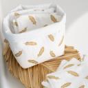 L'Atelier de July - Coton lavable et réutilisable Bio &quot;Plume Doré&quot; avec panier - Panier + 7 cotons - Coton visage