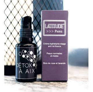 Latitude Paris - Détox à Aix - Crème hydratante visage anti-brillance - Peaux normales et mixtes - Crème pour le visage
