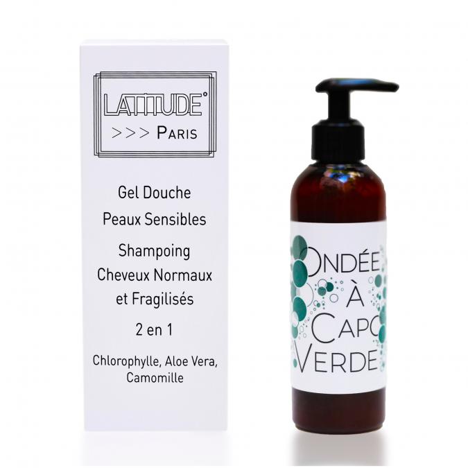 Latitude Paris - Ondée à Capo Verde - Gel douche et shampoing 2 en 1 - Peaux sensibles - Cheveux normaux - Gel douche - 