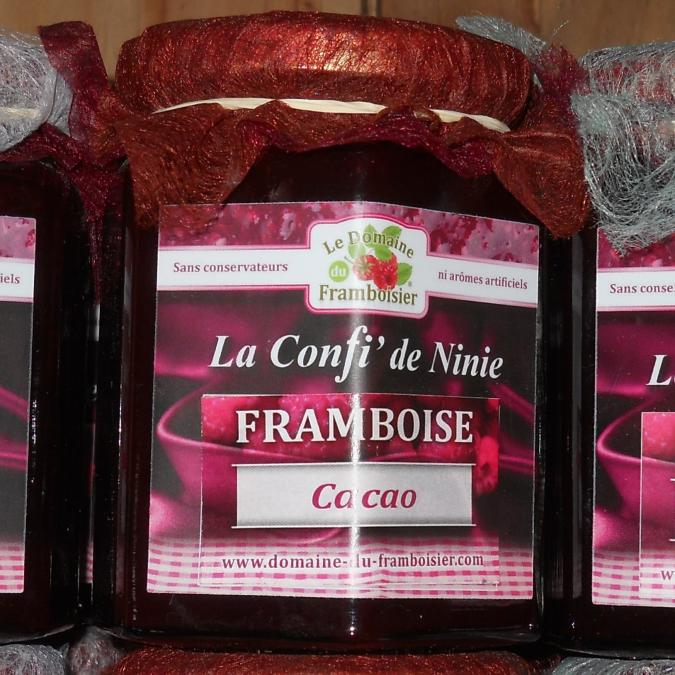 Le Domaine du Framboisier - Confiture de framboise / Cacao non sucré - Confiture - 250 gr