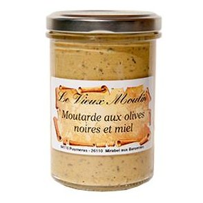 Le Vieux Moulin Alain Farnoux - MOUTARDE OLIVES NOIRES &amp; MIEL 210G - Moutarde
