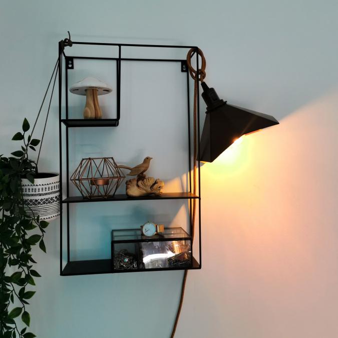 LEEWALIA - Baladeuse GRAMO noir et cuivre - Lampe de table - ampoule(s)