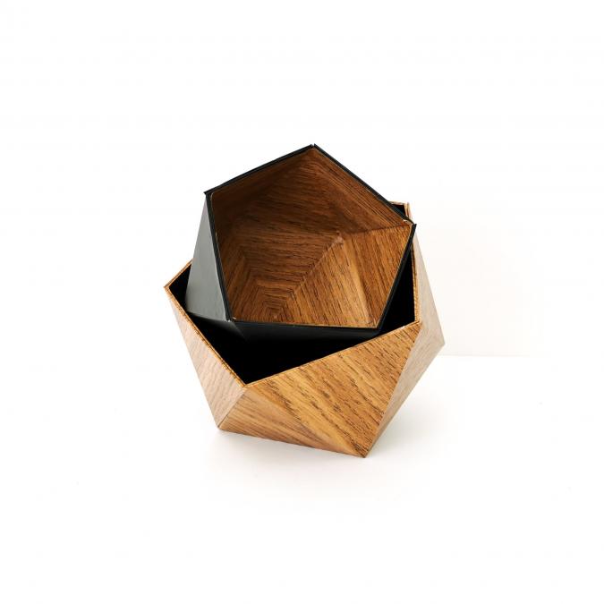 LEEWALIA - Boîtes origami chêne clair et noir - Boite