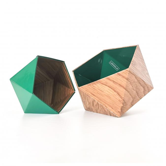 LEEWALIA - Boîtes origami chêne et vert émeraude - Boite