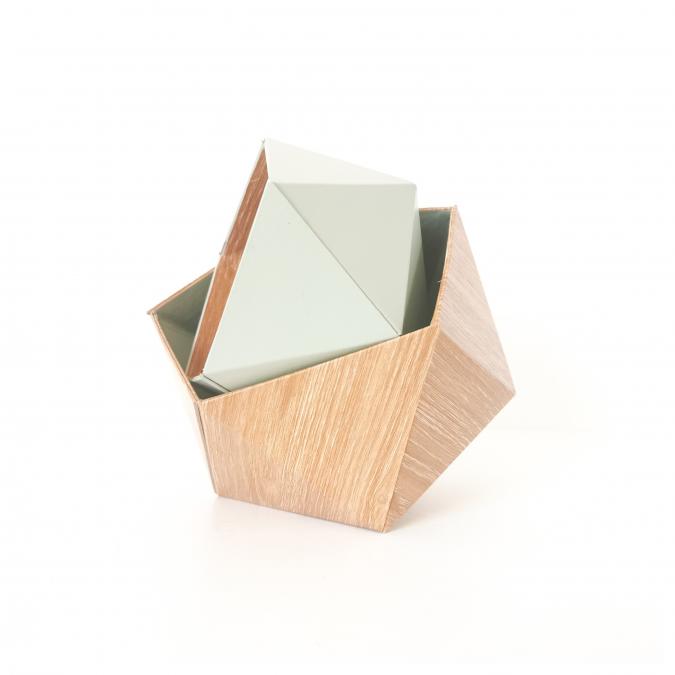 LEEWALIA - Boîtes origami chêne scandinave et vert amande - Boite