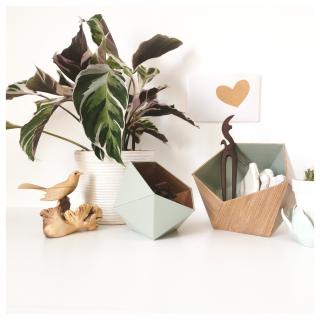 LEEWALIA - Boîtes origami chêne scandinave et vert amande - Boite