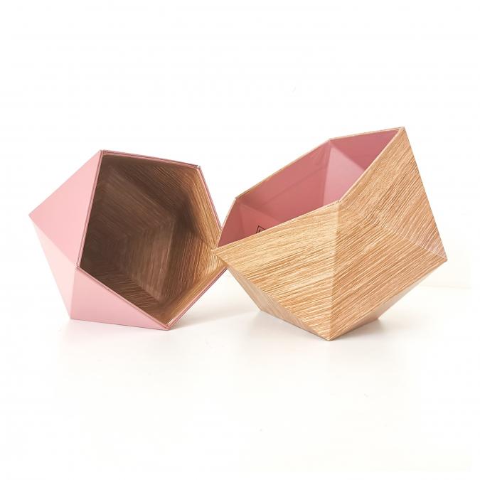 LEEWALIA - Boîtes origami chêne scandinave et vieux rose - Boite