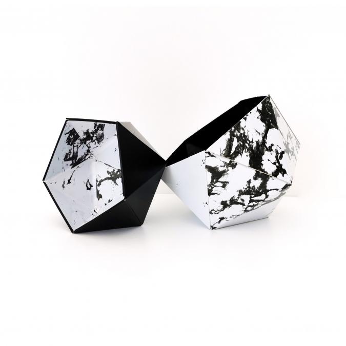 LEEWALIA - Boites Origami marbre blanc et noir - Boite