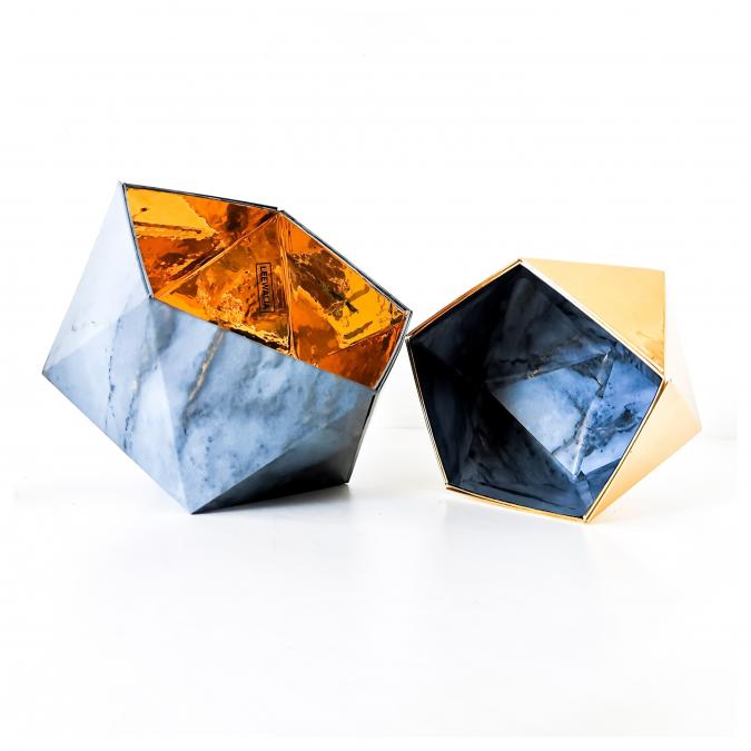 LEEWALIA - Boîtes origami marbre Roméo et or - Boite