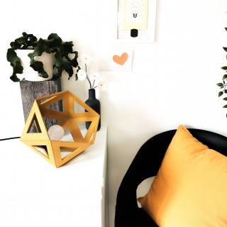 LEEWALIA - Grande lampe Origami jaune moutarde - Lampe de table - ampoule(s)