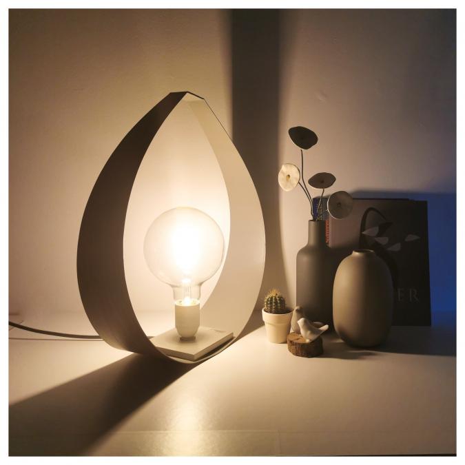 LEEWALIA - Lampe BIG DROP  chêne et gris - Lampe de table - ampoule(s)