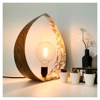 LEEWALIA - Lampe BIG DROP  chêne et mabre blanc - Lampe de table - ampoule(s)