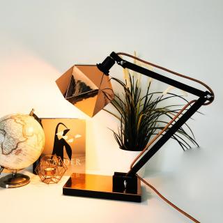 LEEWALIA - Lampe de bureau origami cuivre et noir - Lampe de bureau - ampoule(s)