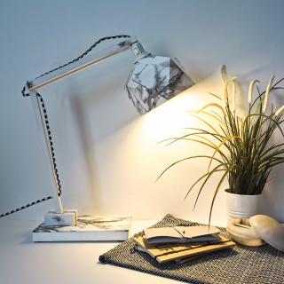 LEEWALIA - Lampe de bureau origami marbre blanc - Lampe de bureau - ampoule(s)