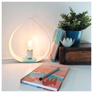LEEWALIA - Lampe SMALL DROP chêne et bleu menthe - Lampe de chevet - ampoule(s)
