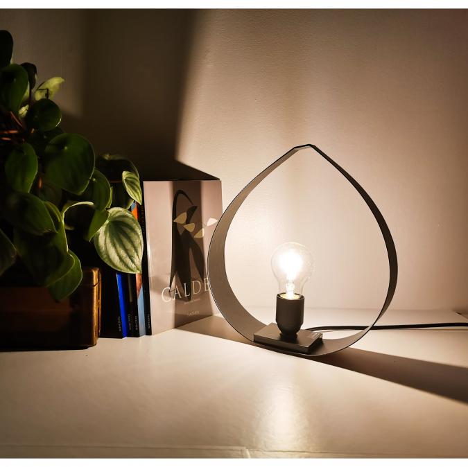 LEEWALIA - Lampe SMALL DROP  chêne et noir - Lampe de chevet - ampoule(s)