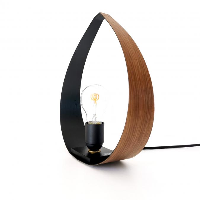LEEWALIA - Lampe SMALL DROP  chêne et noir - Lampe de chevet - ampoule(s)