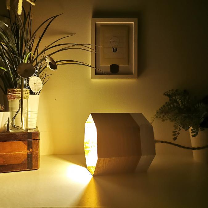LEEWALIA - Lampe SPOT chêne et blanc - Lampe de table - ampoule(s)
