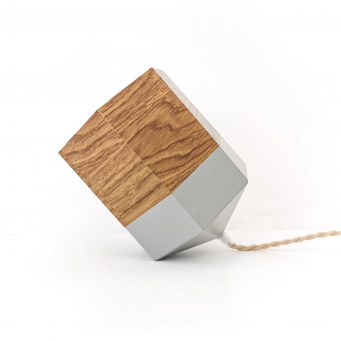 LEEWALIA - Lampe SPOT chêne et gris - Lampe de table - ampoule(s)