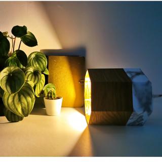 LEEWALIA - Lampe SPOT chêne et marbre - Lampe de table - ampoule(s)