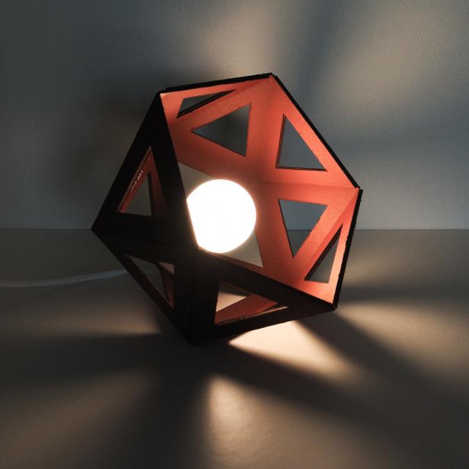 LEEWALIA - Petite lampe Origami bordeaux - Lampe de chevet - ampoule(s)