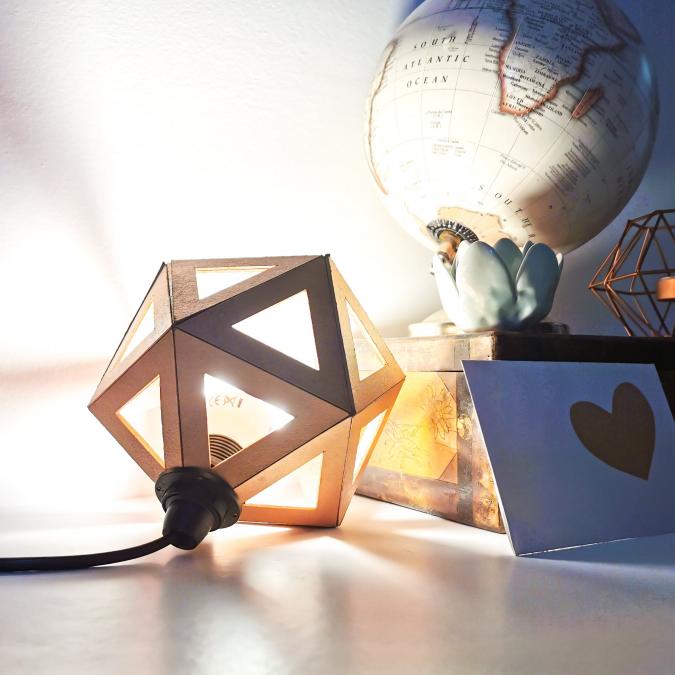 LEEWALIA - Petite lampe Origami cuivre - Lampe de chevet - ampoule(s)