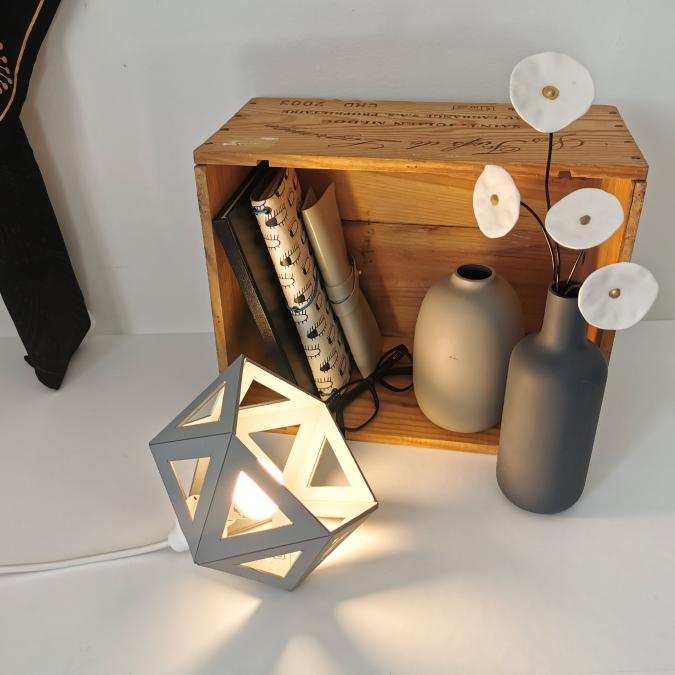 LEEWALIA - Petite lampe Origami gris - Lampe de chevet - ampoule(s)