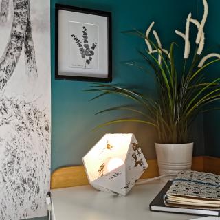 LEEWALIA - Petite lampe Origami marbre blanc - Lampe de chevet - ampoule(s)