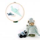 LEEWALIA - Tambour OISEAUX vert d&#039;eau et gris - décoration chambre enfant bébé à personnaliser - Décoration enfant