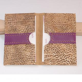 Léno cuir - Porte cartes - Pochette (maroquinerie) - violet et doré