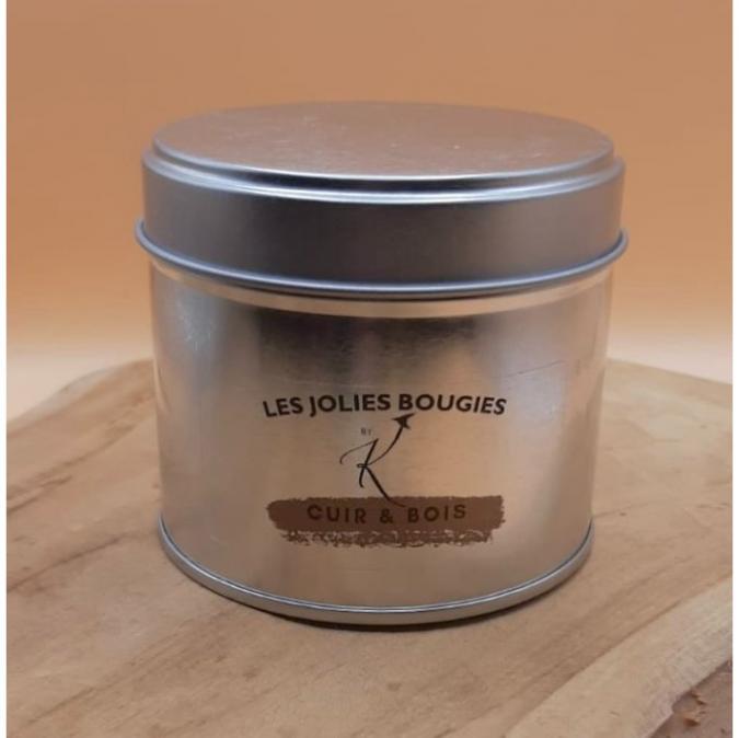 Les Jolies Bougies by K - Bougie Cuir &amp; Bois - 200g - Bougie - de Grasse- sans CMR ni phtalate