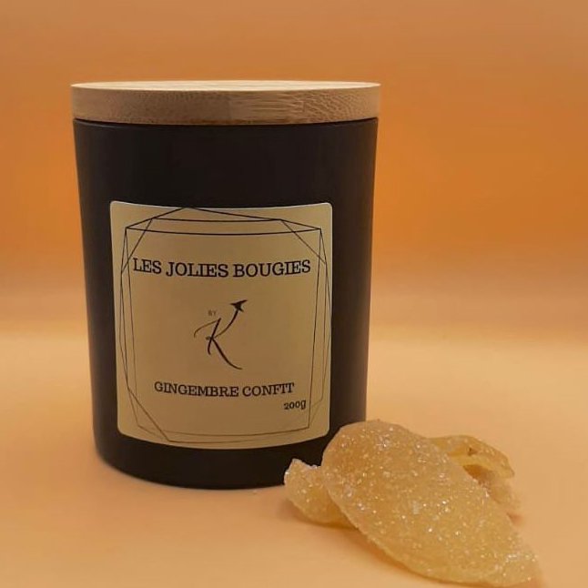 Les Jolies Bougies by K - Bougie Gingembre confit - 200g - Bougie - de Grasse- sans CMR ni phtalate