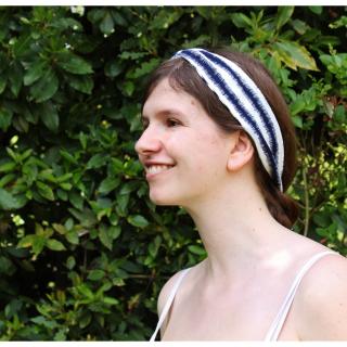 Les Noeuds-Noeuds - Headband à nouer bleu et blanc réversible - Bandeau adulte