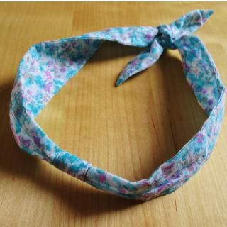 Les Noeuds-Noeuds - Headband à nouer imprimé bleu et rose - Bandeau adulte